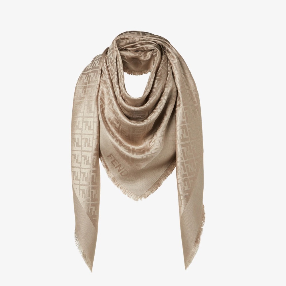Fendi Logo Beige Neck Scarf